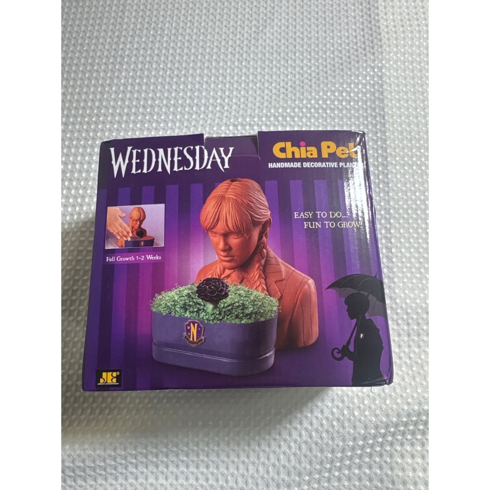 Chia Pet Wednesday Addams Planter OS‎ Purple New Decorative Pottery Kit Gift